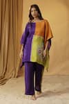 Buy_arpita sulakshana_Purple Chanderi Hand Paint Floral Round Kaftan With Pant _at_Aza_Fashions