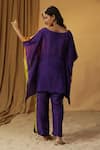 Shop_arpita sulakshana_Purple Chanderi Hand Paint Floral Round Kaftan With Pant _at_Aza_Fashions