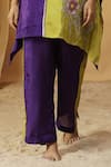 arpita sulakshana_Purple Chanderi Hand Paint Floral Round Kaftan With Pant _Online_at_Aza_Fashions