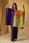 Buy_arpita sulakshana_Purple Chanderi Hand Paint Floral Round Kaftan With Pant _Online_at_Aza_Fashions