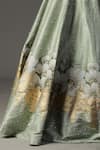 arpita sulakshana_Green Georgette Embellished Feather Cape Structured Hand Painted Lehenga Set _at_Aza_Fashions