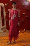 Buy_arpita sulakshana_Pink Chanderi Silk Embroidery Thread Square Neck Chandbali Kurta Set _Online_at_Aza_Fashions