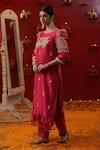 Buy_arpita sulakshana_Pink Chanderi Silk Embroidery Zardozi Boat Neck Palkhi Kurta Set _Online_at_Aza_Fashions