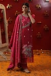 Buy_arpita sulakshana_Pink Chanderi Silk Hand Painted Bell Round Kurta Set _at_Aza_Fashions