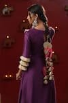 arpita sulakshana_Purple Chanderi Silk Embroidery Thread Round Sequin A-line Kurta Set _at_Aza_Fashions