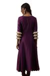 arpita sulakshana_Purple Chanderi Silk Embroidery Thread Round Sequin A-line Kurta Set _Online