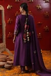 Shop_arpita sulakshana_Purple Chanderi Silk Embroidery Dori Square Neck Floral A-line Angarkha Set _at_Aza_Fashions