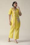 Buy_Arpita Sulakshana_Yellow Chanderi Silk, Linen, Crepe Beads, Mandala Embroidered Tunic With Pant _at_Aza_Fashions