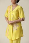 Buy_Arpita Sulakshana_Yellow Chanderi Silk, Linen, Crepe Beads, Mandala Embroidered Tunic With Pant 