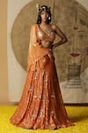 Buy_arpita sulakshana_Orange Lehenga And Blouse Georgette Embroidered Sequins Asymmetric Textured Set _at_Aza_Fashions