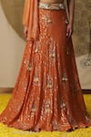 Buy_arpita sulakshana_Orange Lehenga And Blouse Georgette Embroidered Sequins Asymmetric Textured Set _Online_at_Aza_Fashions