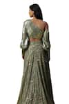 arpita sulakshana_Green Lehenga And Blouse Georgette Embroidered Sequins Asymmetric Textured Set _Online_at_Aza_Fashions