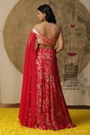 Shop_arpita sulakshana_Red Lehenga And Blouse Georgette Embroidered Sequins Asymmetric Pleated Set _at_Aza_Fashions