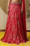 Buy_arpita sulakshana_Red Lehenga And Blouse Georgette Embroidered Sequins Asymmetric Pleated Set _Online_at_Aza_Fashions