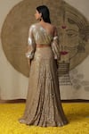 Shop_arpita sulakshana_Brown Lehenga And Blouse Cotton Embroidered Sequins Asymmetric Textured Set _at_Aza_Fashions