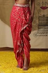 arpita sulakshana_Red Georgette Hand Embroidered Sequins Blouse V-neck Dhoti Pant Set _Online_at_Aza_Fashions