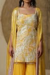 arpita sulakshana_Yellow Lining Crepe Embroidered Coins Kurta Sweetheart Palazzo Set _Online