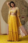 Buy_arpita sulakshana_Yellow Georgette Embroidered Dori One Shoulder Sequins Blouse Palazzo Set _at_Aza_Fashions