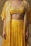 arpita sulakshana_Yellow Georgette Embroidered Dori One Shoulder Sequins Blouse Palazzo Set _at_Aza_Fashions