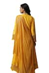 Buy_arpita sulakshana_Yellow Cotton Hand Embroidered Flower Painted Draped Dress _Online_at_Aza_Fashions