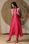 Buy_arpita sulakshana_Red Chanderi Silk Embroidered Dori Band Attached Jacket Kurta With Pant _Online_at_Aza_Fashions