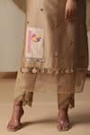 Buy_arpita sulakshana_Brown Chanderi Silk Hand Embroidered Coins Round Painted Patched Kurta Pant Set _Online_at_Aza_Fashions