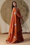 Buy_arpita sulakshana_Orange Chanderi Silk Hand Embroidered Gota Patti U Neck Kurta Gharara Set _at_Aza_Fashions