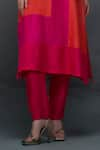 Shop_Nachiket Barve_Pink Kurta Silk Round Color Blocked Straight Pant Set _Online_at_Aza_Fashions