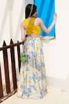 Shop_Hoity Moppet_Yellow Satin Printed Geometric Lemonade Sequin Detailed Top With Skirt _at_Aza_Fashions