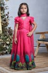 Buy_Vivedkids_Pink Cotton Embellished Pivhwai Print Lehenga Set _at_Aza_Fashions