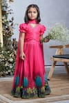 Vivedkids_Pink Cotton Embellished Pivhwai Print Lehenga Set _at_Aza_Fashions