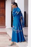 Buy_Vaayu_Blue Cotton Muslin Embroidery Thread Applique V Floral Anarkali With Dupatta _Online_at_Aza_Fashions