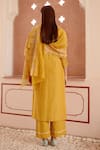 Shop_Vaayu_Yellow Cotton Muslin Embroidery Floral Round Pintuck Kurta Set With Dupatta _at_Aza_Fashions