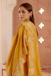 Buy_Vaayu_Yellow Cotton Muslin Embroidery Floral Round Pintuck Kurta Set With Dupatta _Online_at_Aza_Fashions