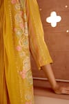 Buy_Vaayu_Yellow Cotton Muslin Embroidery Floral Round Pintuck Kurta Set With Dupatta _Online