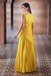 Aariyana Couture_Yellow Kurta And Dupatta Silk Organza Embroidered Floral Botanic Sharara Set _Online