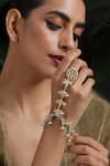 Paisley Pop_Green Kundan And Shell Pearl Embellished Maangtikka _at_Aza_Fashions