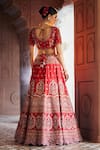 Buy_Aariyana Couture_Red Lehenga And Blouse Raw Silk Embroidered Floral Scalloped Scoop Bridal Set _Online