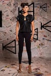 Buy_Echke_Black Lamme Plain Keyhole Ruched Top _Online_at_Aza_Fashions