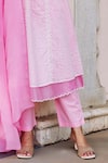 Shop_Missprint_Pink Kurta Kota Doriya Hand Block Print Lace V Neck Meadow Set _Online_at_Aza_Fashions