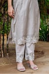 Buy_Missprint_Grey Kurta And Dupatta Silk Chanderi Embroidered Cutwork V Mist Detailed Set 