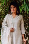 Shop_Missprint_Grey Kurta And Dupatta Silk Chanderi Embroidered Cutwork V Mist Detailed Set 