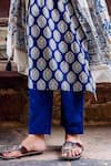 Missprint_Blue Kurta And Dupatta Silk Chanderi Hand Block Print Embroidered Pant Set _Online_at_Aza_Fashions