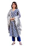 Buy_Missprint_Blue Kurta And Dupatta Silk Chanderi Hand Block Print Embroidered Pant Set 