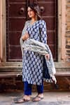 Missprint_Blue Kurta And Dupatta Silk Chanderi Hand Block Print Embroidered Pant Set _Online