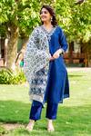 Buy_Missprint_Blue Kurta And Dupatta Silk Chanderi Hand Block Elegance Embroidered Pant Set _at_Aza_Fashions