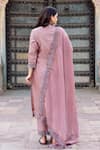 Shop_Missprint_Pink Kurta And Dupatta Silk Chanderi Hand Embroidered Scallop Hem Pant Set _at_Aza_Fashions