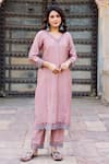 Missprint_Pink Kurta And Dupatta Silk Chanderi Hand Embroidered Scallop Hem Pant Set _Online