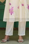 Missprint_White Kurta And Dupatta Silk Chanderi Hand Painted Floral V Blossom Pant Set _Online_at_Aza_Fashions