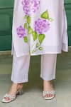 Buy_Missprint_Purple Kurta Silk Chanderi Hand Painted Floral V Neck Mist Pant Set _Online_at_Aza_Fashions